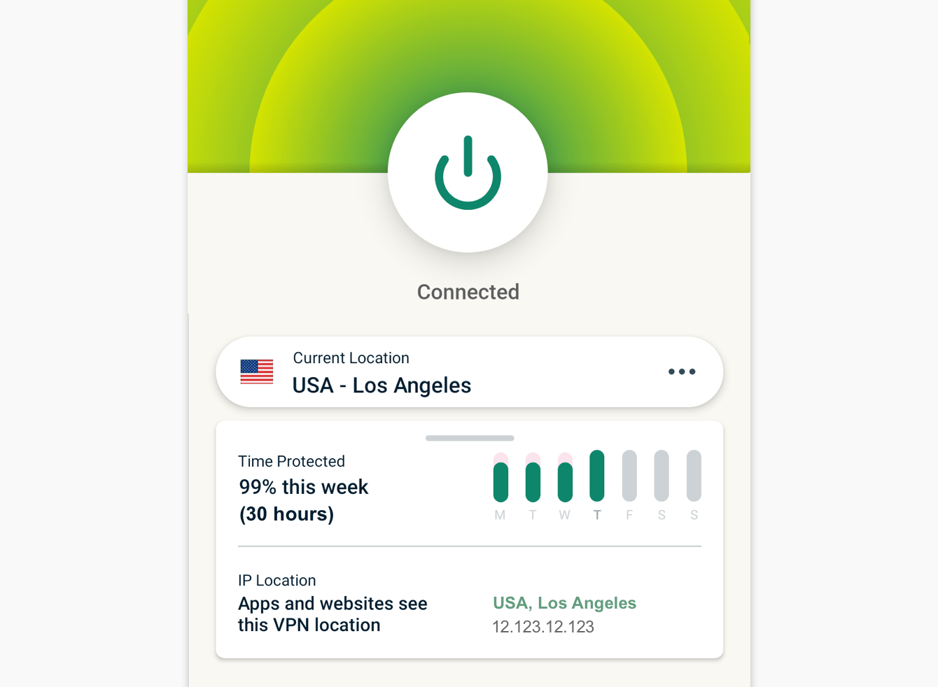 Protection Summary shown on the Android app.