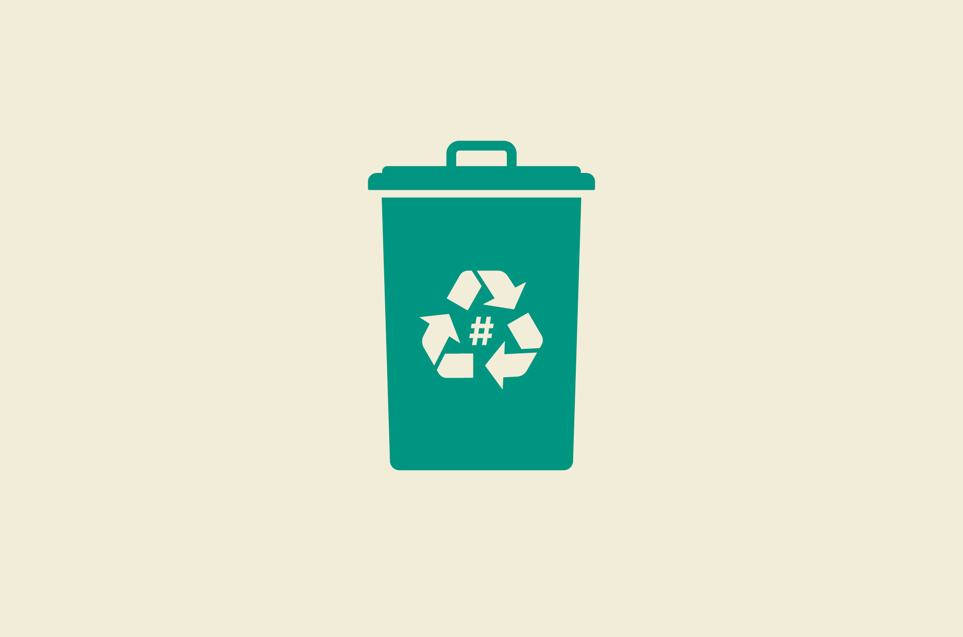 Recycling bin with a hash key on it.