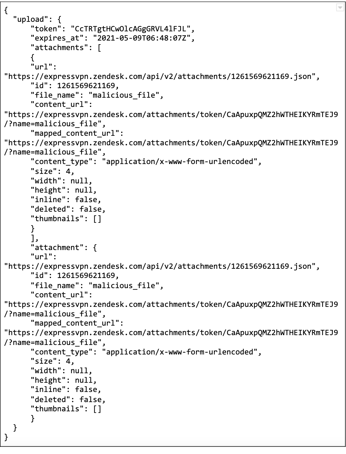 Code response to Zendesk upload.
