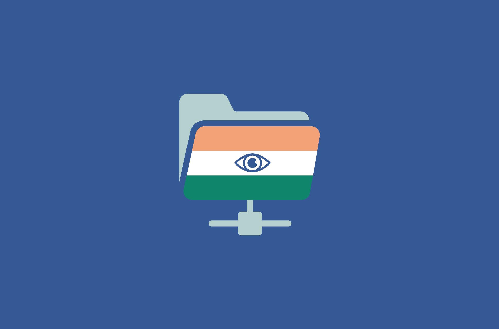 Indian flat with an eye on it on the cover of a file folder.