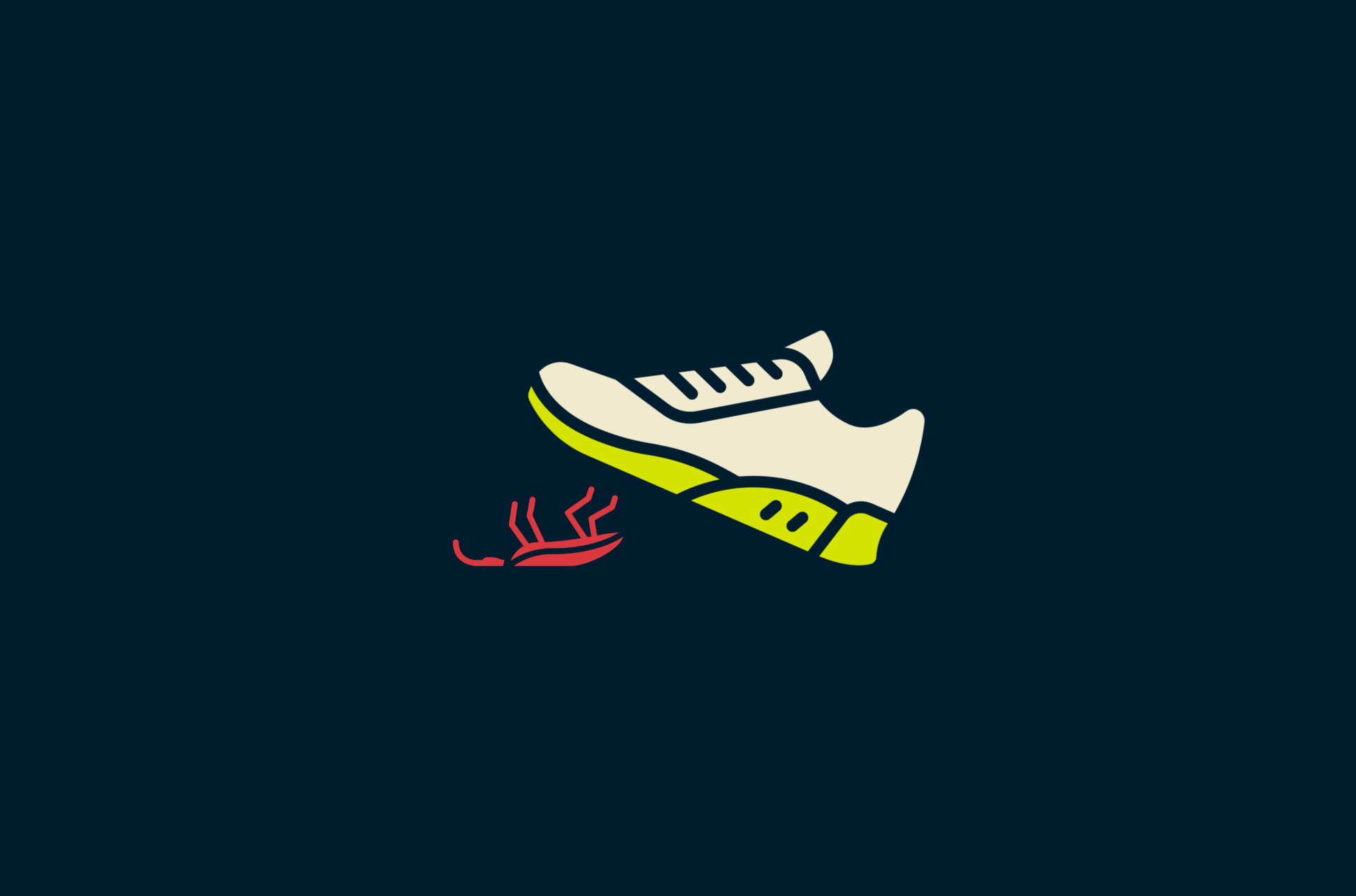 A shoe about to step on a bug.