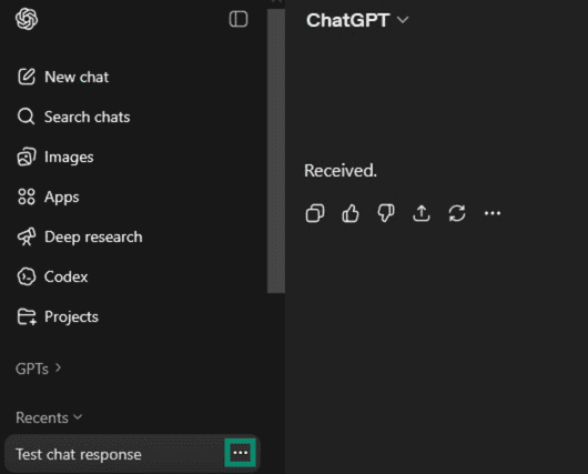 ChatGPT highlighting the meatballs menu for an individual chat.