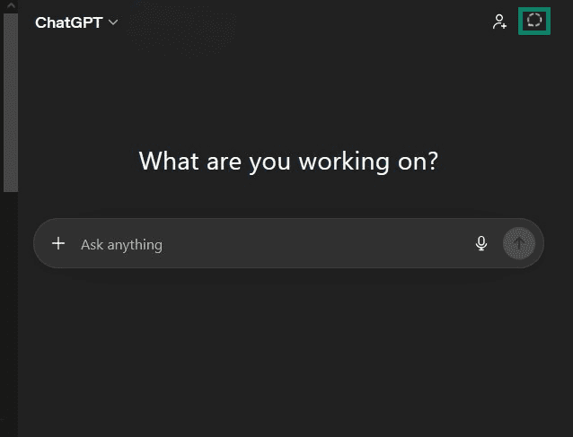 ChatGPT new chat with the Temporary Chat button highlighted.