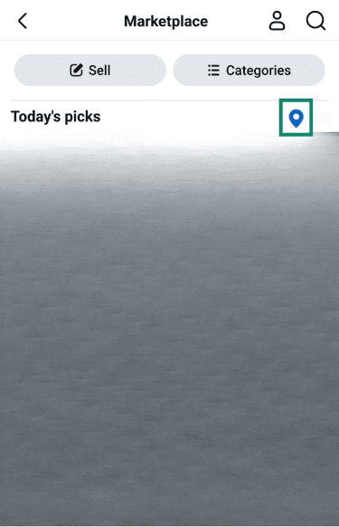 Text: Location icon on Marketplace in the Facebook app.