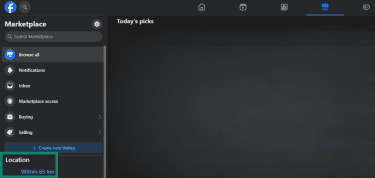 Location option in the Marketplace Menu.