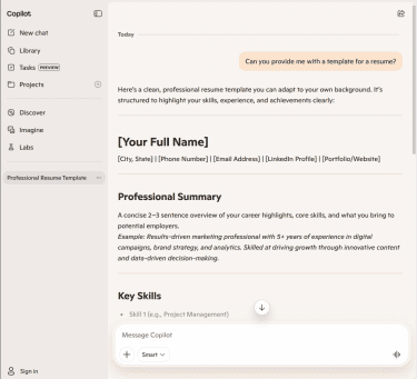 Microsoft Copilot interface.