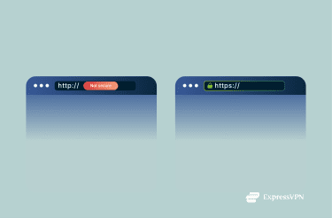 HTTP vs. HTTPS security indicators.