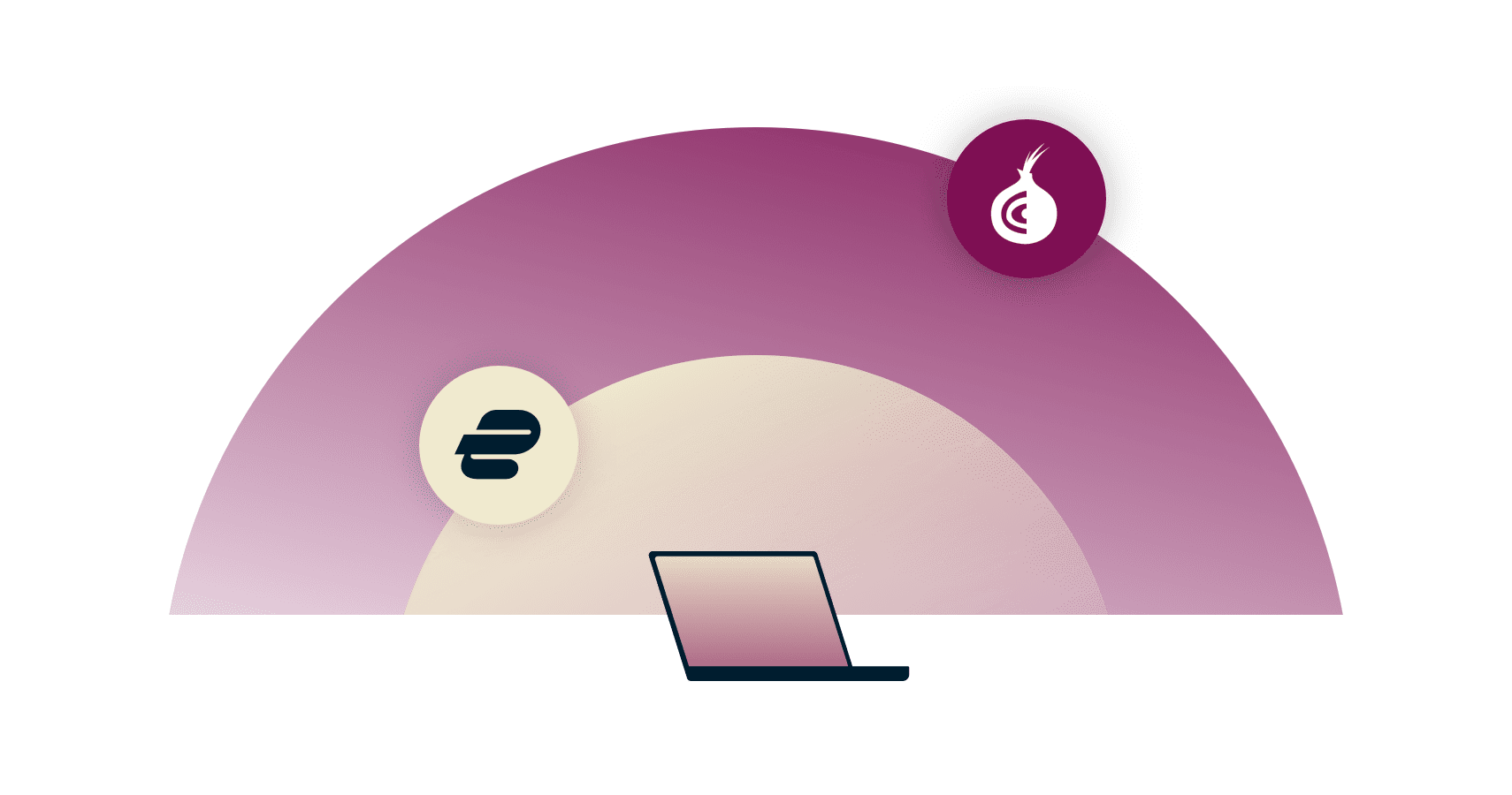 Een laptop die afgeschermd is met een VPN en dan Tor erboven.