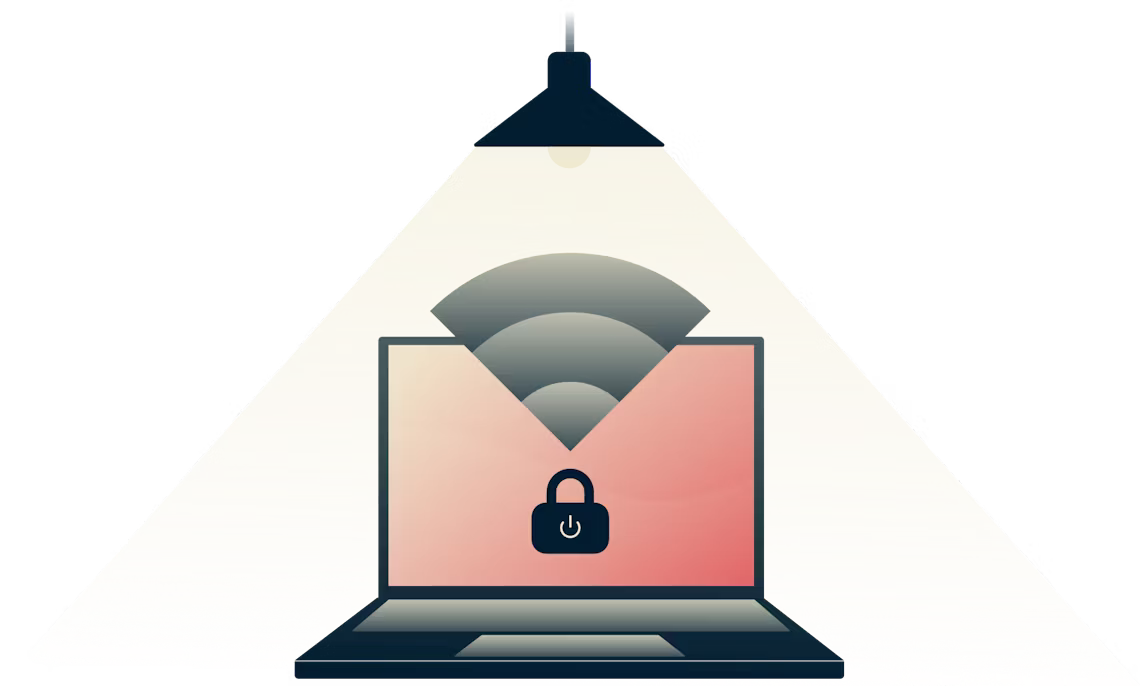 Network Lock tạm dừng tất cả lưu lượng truy cập internet bất cứ khi n&agrave;o kết nối VPN của bạn gặp sự cố. Đ&egrave;n chiếu xuống m&aacute;y t&iacute;nh bảo mật.