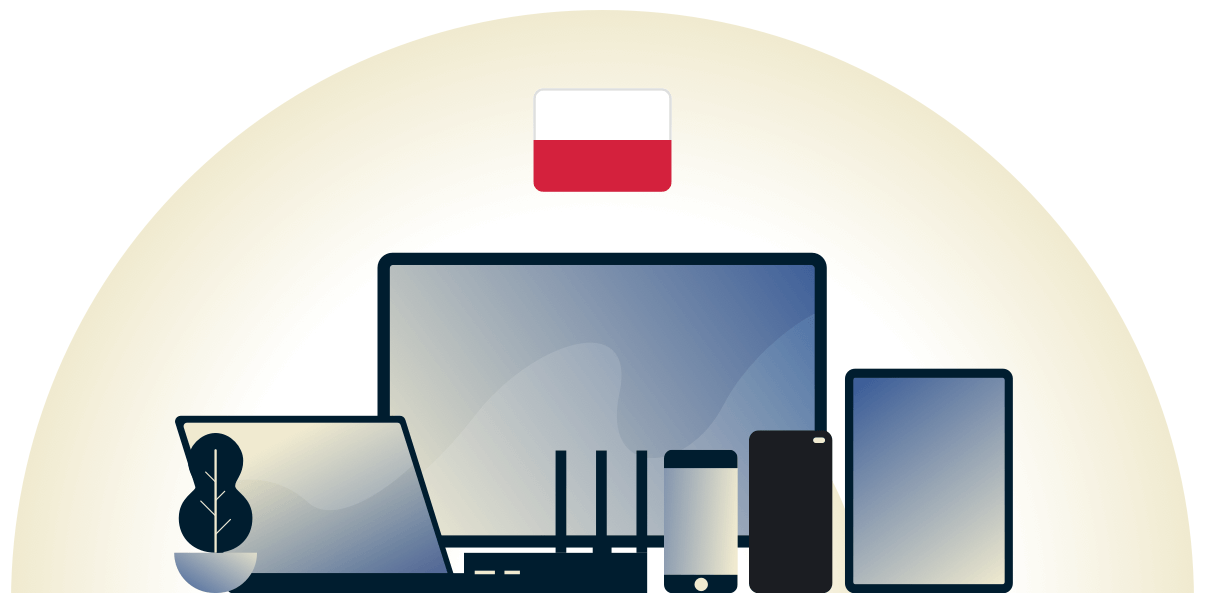 VPN pour la Pologne protégeant une variété de dispositifs.