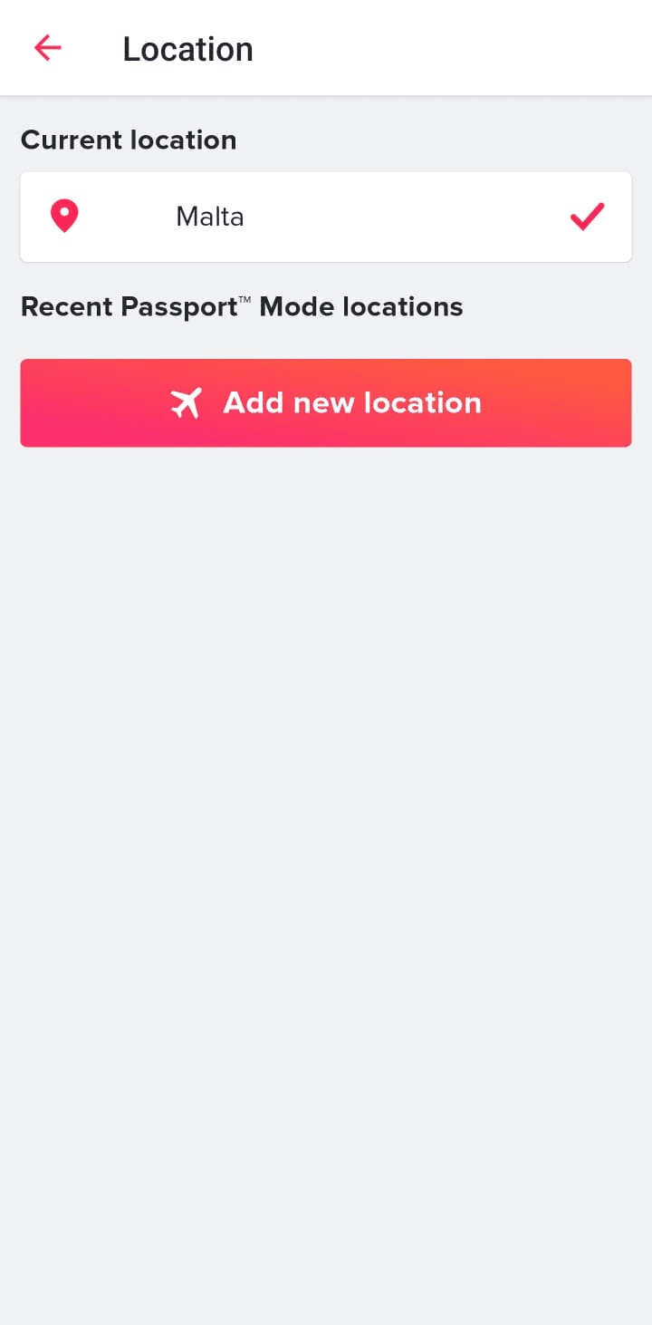Location management screen displaying