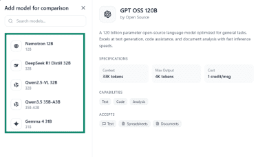 Selecting the ExpressAI models to compare.