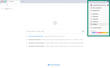 How to access ChatGPT Atlas settings menu