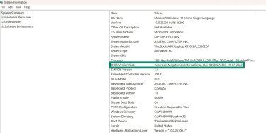 BIOS Version/Date in Windows System Summary