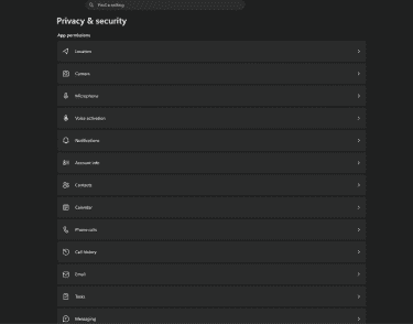 Permission categories under App permissions.
