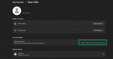 Sign in with a local account instead option under Account Settings in Your info.