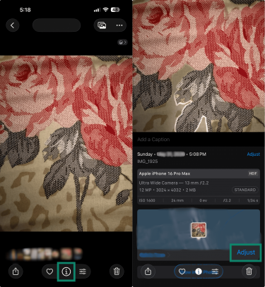Removing location tags in a photo file on iPhone.