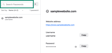 The Search Passwords entry field in Firefox's Password Manager.