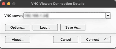 Entering Raspberry Pi's IP on a VNC client.