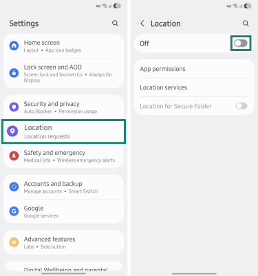 Disabling Android phone location.