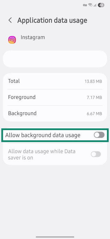 Disabling background data use for Android apps.